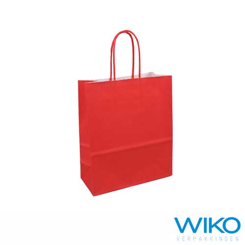 Papieren koordtas 22 x 10 x 31 cm, ROOD