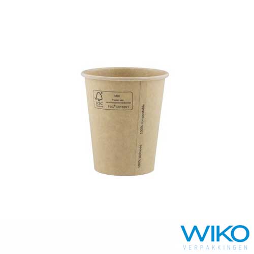 Koffiebeker kraft/PLA 8 Oz. 