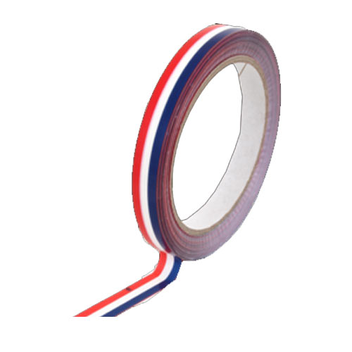 Tape 12mm x 66mtr Rood/Wit/Blauw