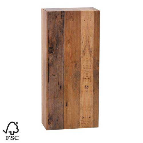 Kokerdoos 2-fles - dessin Houtnerf